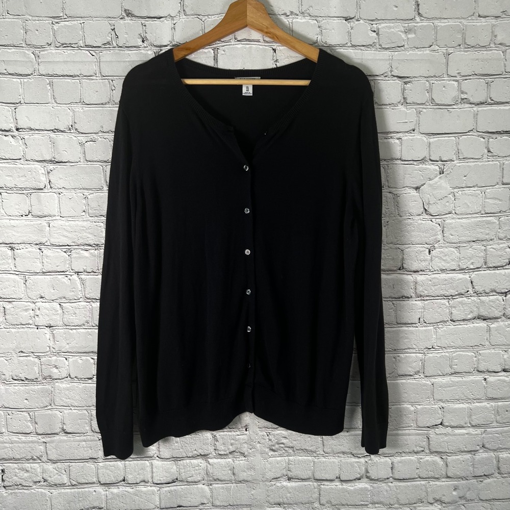 Old Navy XXL Black Button Front Long Sleeve Cotton Career Cardigan Sweater